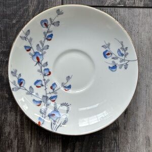 Colclough White & Blue Floral Bone China Saucer w/Gold Trim from Longton England